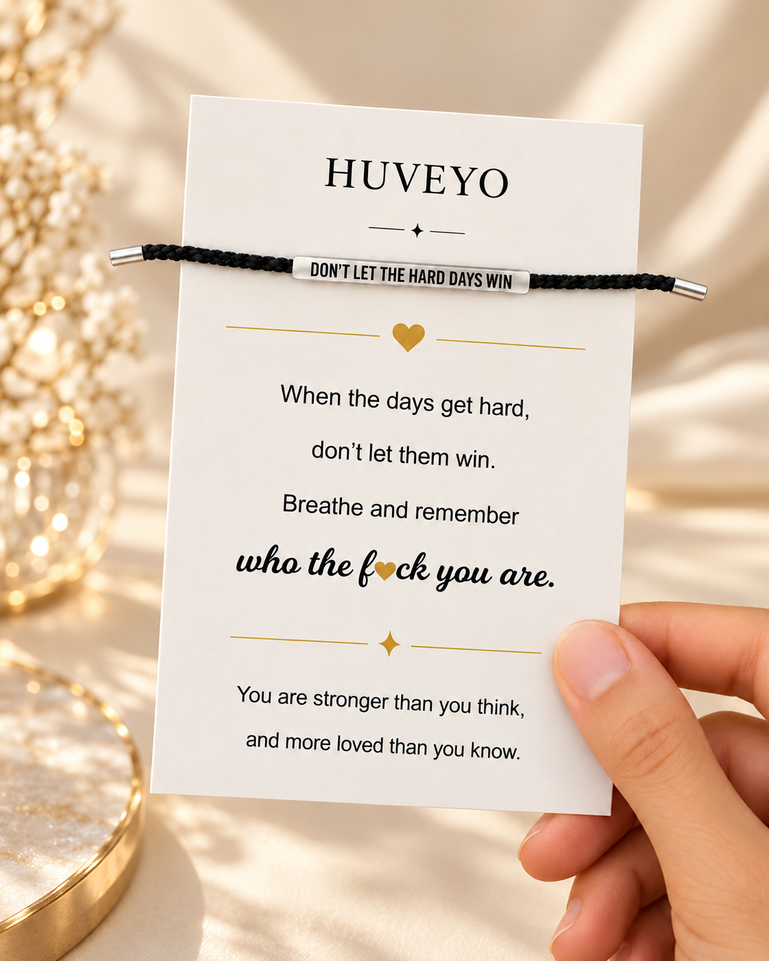 Don't Let the Hard Days Win – Verstelbare armband met boodschap