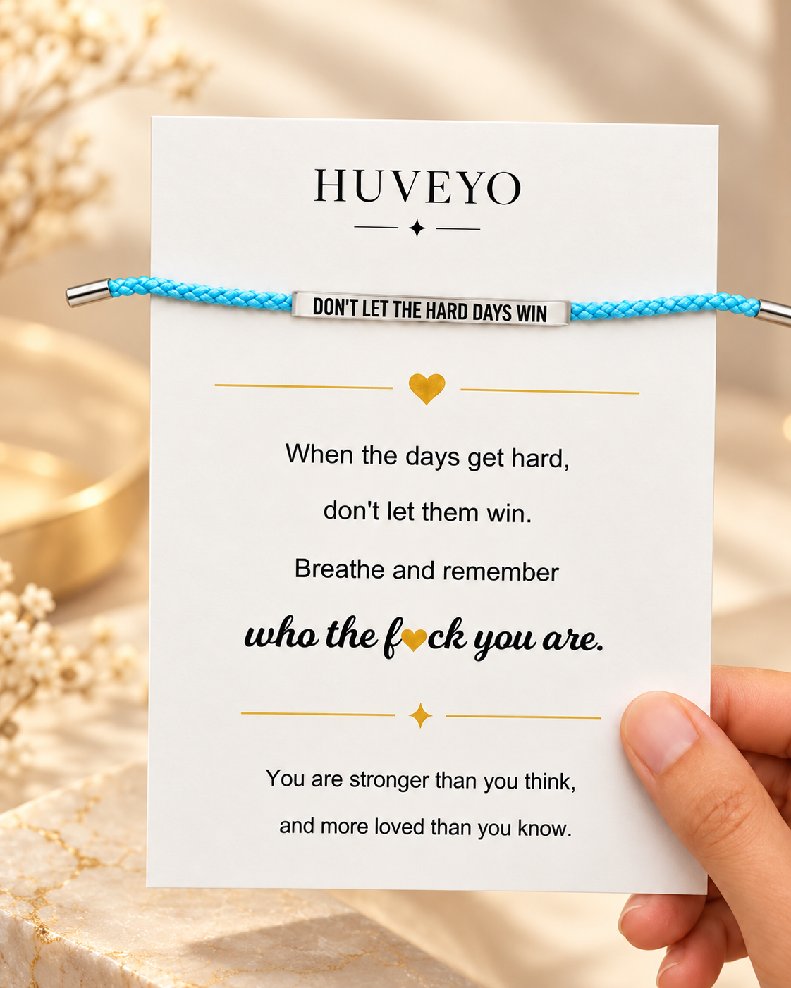 Don't Let the Hard Days Win – Verstelbare armband met boodschap