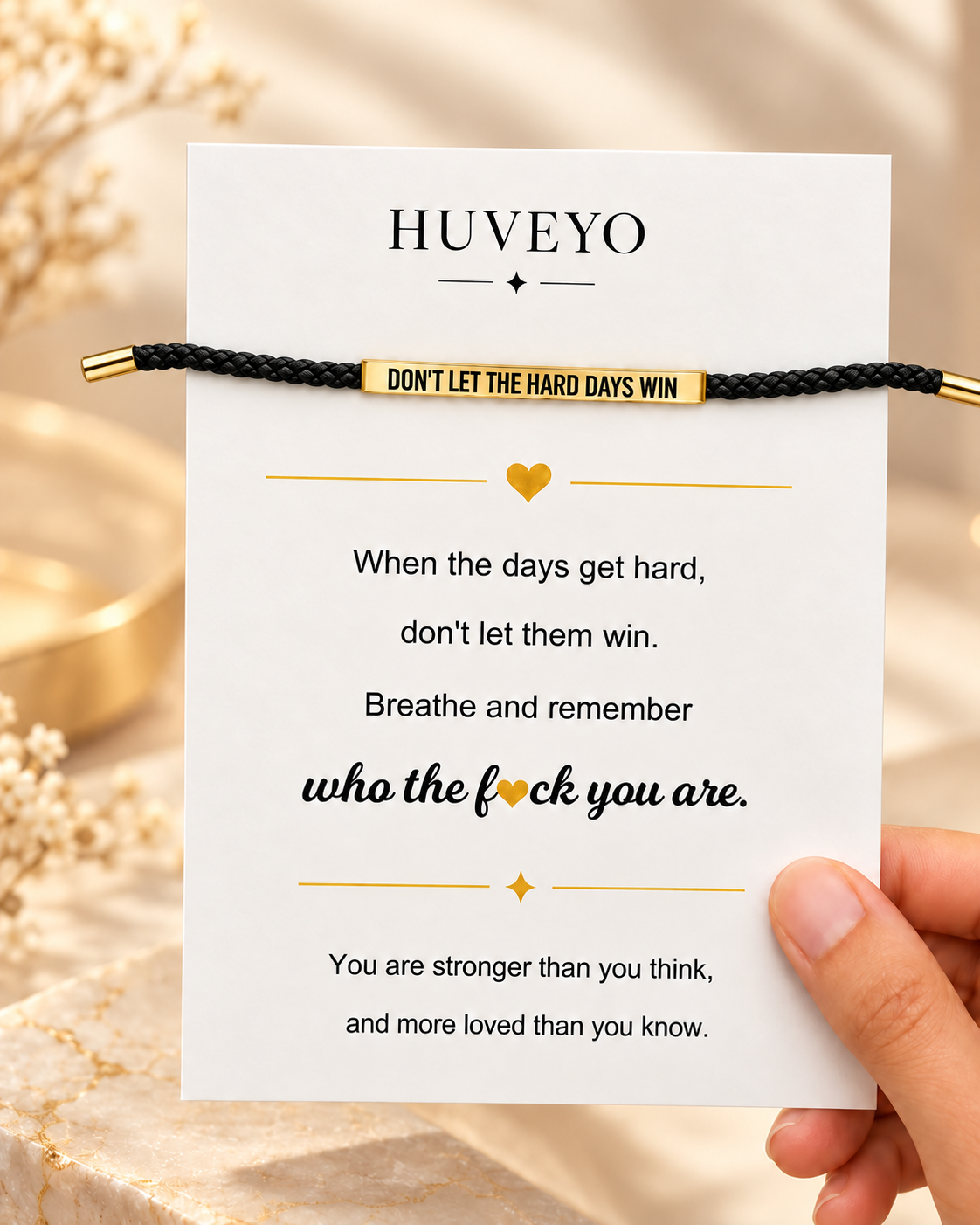 Don't Let the Hard Days Win – Verstelbare armband met boodschap