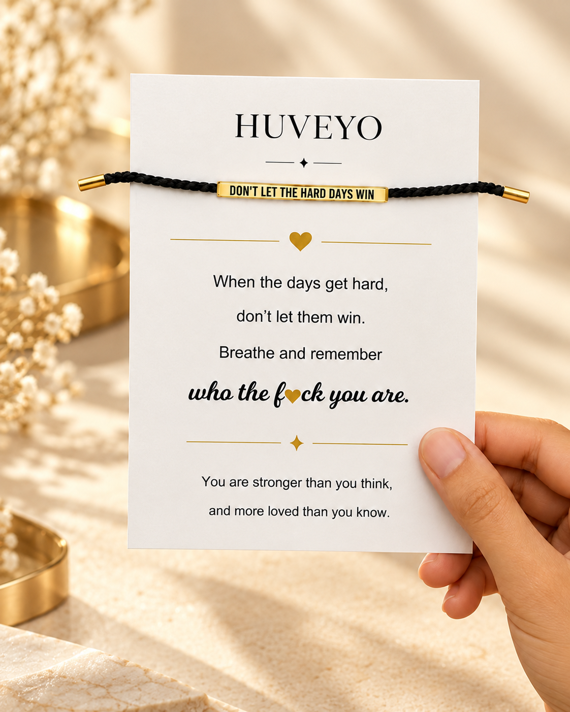 Don't Let the Hard Days Win – Verstelbare armband met boodschap