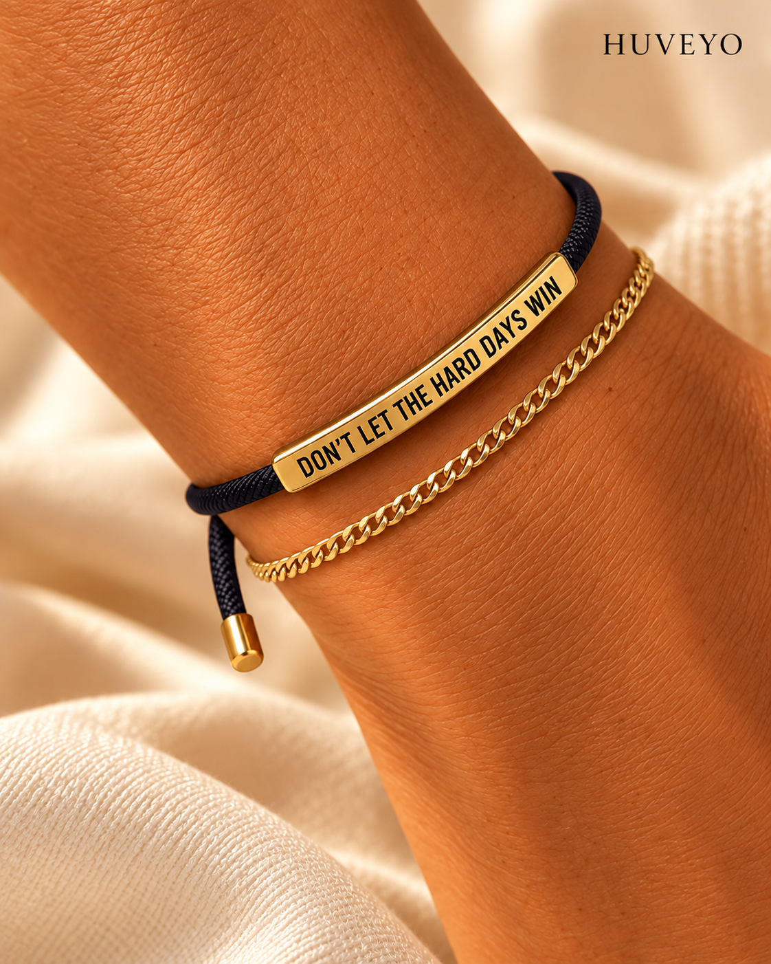 Don't Let the Hard Days Win – Verstelbare armband met boodschap