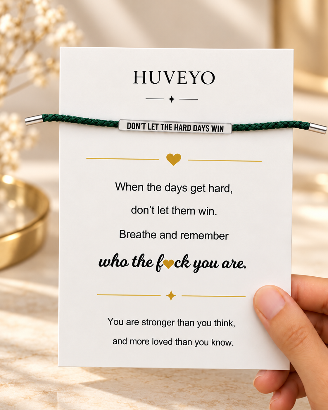 Don't Let the Hard Days Win – Verstelbare armband met boodschap