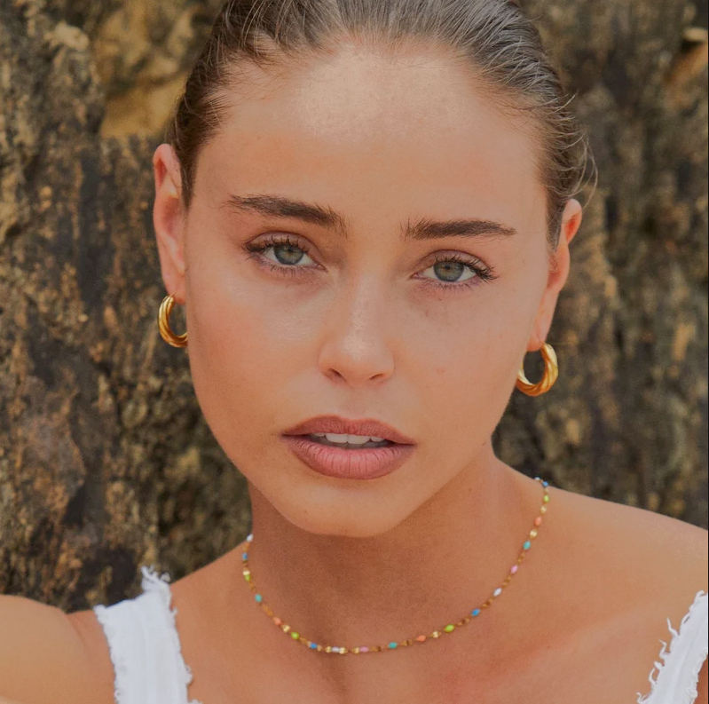Rainbow Dainty Choker necklace with tiny multicolored beads